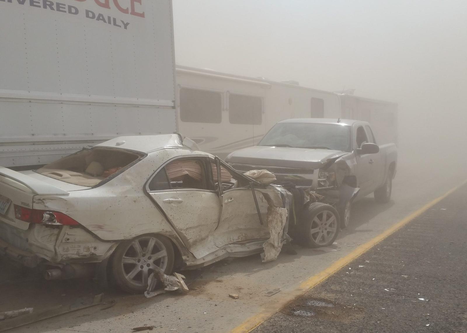 Dust storm pileup on Highway 395.